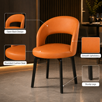 Chaise de salle à manger orange brûlé avec dossier enveloppant, chaise d'appoint haut de gamme rembourrée, qualité commerciale pour restaurant et hôtel, pieds effilés foncés