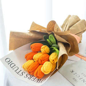 Finished <strong>Handmade</strong> <strong>Knitted</strong> Tulip Artificial <strong>Flower</strong> <strong>Handmade</strong> <strong>Flower</strong> Tulip Bouquet DIY Yarn <strong>Knitted</strong> <strong>Crochet</strong> Bouquet - Product Image 5