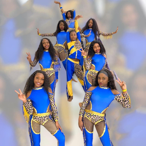 فريق الرقص الأسود ماغوريت الزي أفرول الترتر الأزرق ملابس الرقص لأداء مخصص ماغوريت الرقص الزي الرسمي مع هامش - Product Image 1