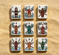 Jeu de tuiles de Mahjong américain en acrylique, 160 pièces, thème Océan, Plage, Coquillages, Vagues, Poissons, Écologique, Cadeau de luxe prêt à l'emploi