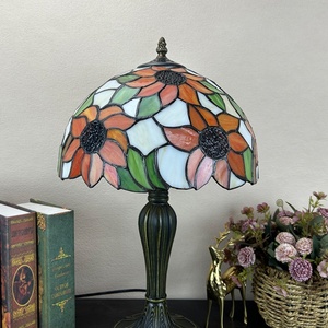 LongHuiJing European Stained Glass Sunflower Lampshade Mediterranean Multicolored 12-Inch Dome AC LED Adjustable Flexible - Product Image 6