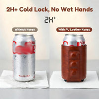 Pendingin Kaleng Magnetik 12oz, Sarung Pendingin Kaleng Kulit PU, Koozy Kulit Sintetis dengan Magnet, Pendingin Bir 330ml, Koozy Neoprene