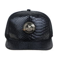 Topi Snapback 5 Panel Jaring Kulit Ular Kustom dengan Pelat Logam untuk Penggunaan Luar Ruangan & Perjalanan