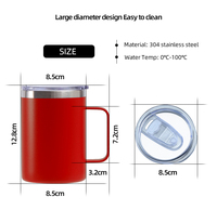 Gobelet isotherme de voyage en acier inoxydable à double paroi personnalisé de 12 oz, 14 oz, 16 oz, gobelet de camping, tasse à café isolée avec poignée