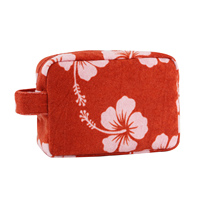 Pochette de maquillage en tissu éponge doux et absorbant, motif hibiscus hawaïen, pour voyage, trousse de toilette en tissu éponge