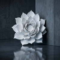 Décoration murale en résine imprimée en 3D SLA, fleur de lotus, stéréolithographie, pétales délicats, art organique pour la maison, OEM personnalisé