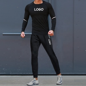 Drops hipping Gym Kleidung Großhandel Custom Logo 2 Stück Set Polyester Fitness T-Shirts Hosen Gym Kleidung für Männer - Product Image 3