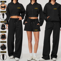 Vêtements personnalisés pour femmes : Sweat à capuche épais vierge, Pantalon de jogging, Survêtements, Streetwear, Sweat à capuche zippé oversize, Crop top