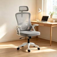 Chaise de bureau moderne ergonomique à dossier haut en maille avec soutien lombaire réglable et accoudoirs pivotants pour la maison, l'école et la chambre