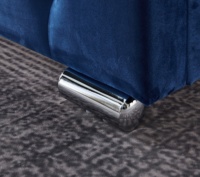 Lit Moderne de Luxe en Velours Bleu Marine avec Boutons en Cristal et Cadre en Bois pour Chambre à Coucher - Modèle Tendance