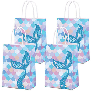 New Arrival Mermaid Theme Party Favor Paper Bag Candy Bag Gift Bag Kids Birthday Party Supplies Wholesale Customize