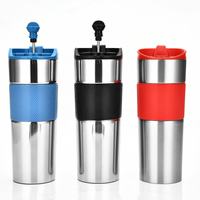 Mug de voyage isotherme à double paroi en acier inoxydable, cafetière à piston, théière, avec joint et filtre, pour le camping, vente en gros