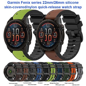BEEFLYPOWER 22 26mm Nouvelle sangle en nylon recouverte de silicone bicolore pour Garmin <span class=keywords><strong>Fenix</strong></span> 8 E <span class=keywords><strong>7X</strong></span> 6X 5X Accessoires - Product Image 2