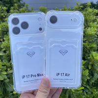 Étui de téléphone transparent antichute à quatre coins avec porte-cartes pour iPhone 17 16 15 Pro Max