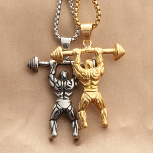 Collar con Colgante de Acero Inoxidable para Levantamiento de Pesas, Joyería de Gimnasio para Hombre, Estilo Retro Punk, Regalo - Product Image 2