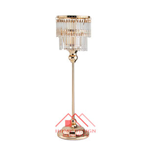 เชิงเทียนทรงสูงสำหรับตกแต่งบ้านและภายในเชิงเทียนทำจากลูกปัดคริสตัลเชิงเทียนโลหะ - Product Image 3