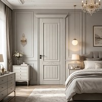 Porte intérieure en bois moderne et luxueuse, arquée, personnalisable, texture chêne naturel, pour villa minimaliste