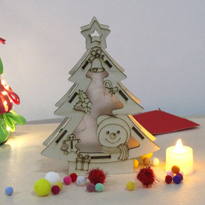 Christmas Tree Wooden <b>DIY</b> <b>Kit</b> For Kids Age 5-7 Years Educational Toy Model With Snowman And Gingerbread Decorations - Product Image 2