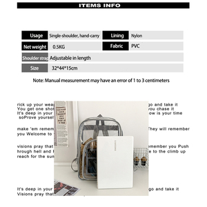 <span class=keywords><strong>Sac</strong></span> <span class=keywords><strong>à</strong></span> <span class=keywords><strong>dos</strong></span> transparent en PVC personnalisé avec logo, <span class=keywords><strong>sac</strong></span> d'école, sangle renforcée, <span class=keywords><strong>collège</strong></span>, lieu de travail, élégant, imperméable, <span class=keywords><strong>sac</strong></span> <span class=keywords><strong>à</strong></span> <span class=keywords><strong>dos</strong></span> quotidien - Product Image 2