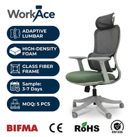 Chaise de bureau ergonomique moderne et confortable à roulettes avec accoudoirs 3D réglables, mécanisme de glissement et hauteur ajustable en maille