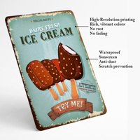 Affiche Murale Métallique Personnalisée Imprimée UV Style Vintage pour Menu Alimentaire, Décoration Murale, Panneau Métallique Rétro en Étain pour Restaurant et Cuisine, Vente en Gros
