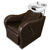 Fauteuil de lavage de luxe de style italien pour cheveux bruns, avec bac en céramique électrique moderne, idéal pour les hôtels