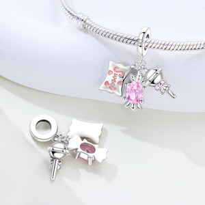 White copper <b>candy</b> pendant, niche design, fashionable and versatile DIY bracelet, jewelry for girls - Product Image 5