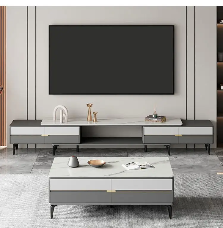Nuovo Design di lusso da salotto Set di mobili da salotto in vetro tavolino da TV moderno tavolo da tè per soggiorno