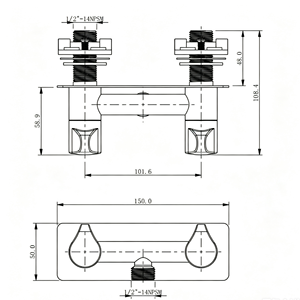 Robinet de <span class=keywords><strong>douche</strong></span> mural en acier inoxydable brossé SUS304 à double poignée pour camping-car, eau froide et chaude, pour extérieur - Product Image 6