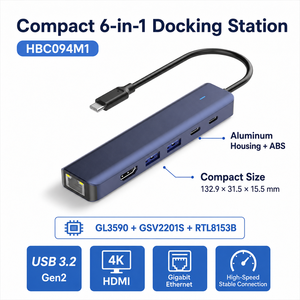 Station d'accueil <span class=keywords><strong>USB</strong></span>-C <span class=keywords><strong>6</strong></span> en 1, adaptateur HDMI 4K*60Hz et Ethernet Gigabit avec PD 100W, hub <span class=keywords><strong>USB</strong></span> 3.2 Gen2 10 Gbps pour ordinateur portable - Product Image 5