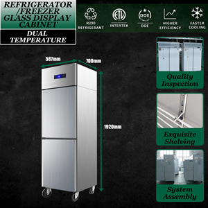 2-door Stainless Steel 304/201 Refrige Chiller Commercial Upright Refrigerator for Professional Kitchen - Product Image 5