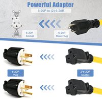 NEMA 6-20P à 2 sorties 6-20R Y Splitter STW 3 Ft 240V 20 Amp 3 Prong Male Plug Female Welding Dryer Power Cord Adapter