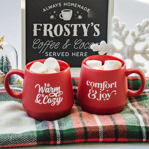 Venta caliente rojo mate cerámica Drinkware lindo regalo de Navidad taza de café para agua y té para las vacaciones - Product Image 4