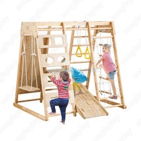 Structure de jeu en bois pour tout-petits, type jungle gym, avec mur d'escalade et échelle suédoise, pour intérieur et extérieur