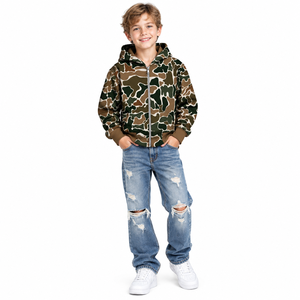 Sweat à capuche en jean camouflage personnalisé pour bébés garçons avec poches zippées – Vêtements pour enfants en gros, boutique Southern Brothers Fashion, vêtements de chasse - Product Image 2
