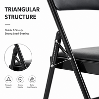 Chaise pliante portable avec siège et dossier rembourrés en PU, structure en acier renforcé, design peu encombrant pour les événements de bureau