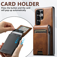 SUTENI untuk Samsung S26 Ultra Casing Ponsel Magnetik Pengisian Daya Nirkabel Slot Kartu Dompet Tombol Kotak Kartu Bingkai Foto Mendukung S25