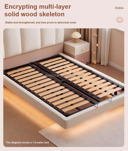 116091 Quanu Cama Infantil Moderna con Cabecera en Forma <span class=keywords><strong>de</strong></span> Pétalo, Cama Suspendida Color Crema y Juego <span class=keywords><strong>de</strong></span> Colchones, Cama <span class=keywords><strong>de</strong></span> <span class=keywords><strong>Princesa</strong></span> para Niñas - Product Image 3