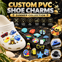 Breloques de chaussures en PVC personnalisées pour sabots, à faire soi-même, avec motifs de dessins animés, Kpop, lettres, boissons, aliments, plage, fleurs, football, thème estival, amusantes, girly