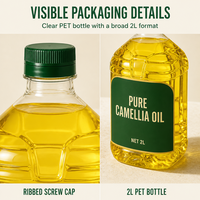 Huile de Camélia Pure 2L en Gros, Huile de Cuisson Pressée à Froid, Point de Fumée Élevé, Fournisseur d'Exportation Directe d'Usine OEM Prêt à l'emploi