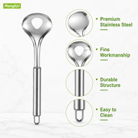 Sendok Bakso Stainless Steel 304 dengan Gagang, Sendok Peras Manual untuk Dapur Rumah
