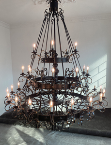 Retro Amerika besi hitam seni lampu gantung besar untuk Villa Lobby rangkap rumah Hotel gereja seni galeri pencahayaan langit-langit tinggi - Product Image 5