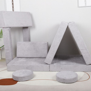 Custom Made Irregular Shaped <b>Sofa</b> Grey Soft Play Set For <b>Kids</b> Safety Feature Child Furniture - Product Image 4