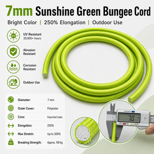 7mm Bungee Cord For Tent Pole Green Uv Resistant 200meters/Roll Weather Resistant Polyester Elastic Bungee Cord - Product Image 1