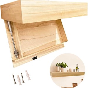 Wooden <b>Wall</b>-<b>Mounted</b> Storage Box Rectangle Natural Wood Color Covered Multi-Purpose Home Living Room <b>Shelf</b> - Product Image 1