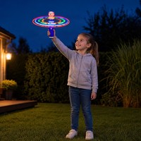 Baguette Lumineuse LED Clown pour Fête de Carnaval, 4 Perles, 5 Lumières Clignotantes, Manche Bleu Argenté, 3 Piles AA Non Incluses, Baguette Lumineuse Scintillante