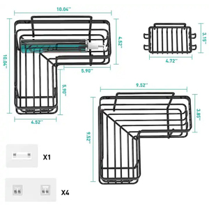 Lot de 3 étagères de salle de bain noires support de <span class=keywords><strong>douche</strong></span> d'angle adhésif mural étagère d'angle de bain <span class=keywords><strong>dans</strong></span> la salle de bain avec porte-savon - Product Image 6