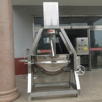 Marmite de mélange industrielle chauffée au gaz de 100L à 1000L avec agitateur, chaudière à double enveloppe pour aliments, lait de soja, pâte de viande