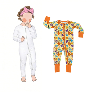 热销高品质个性简约精品竹纤维可转换婴儿连体睡衣儿童睡衣带双方向拉链 - Product Image 1