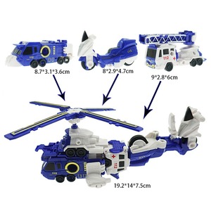Vente en gros Jouet transformable 3-en-1 : Hélicoptère de combat, Véhicule de police, pompier et de sauvetage bleu, et Voiture Mecha combinable et convertible pour enfants - Product Image 6